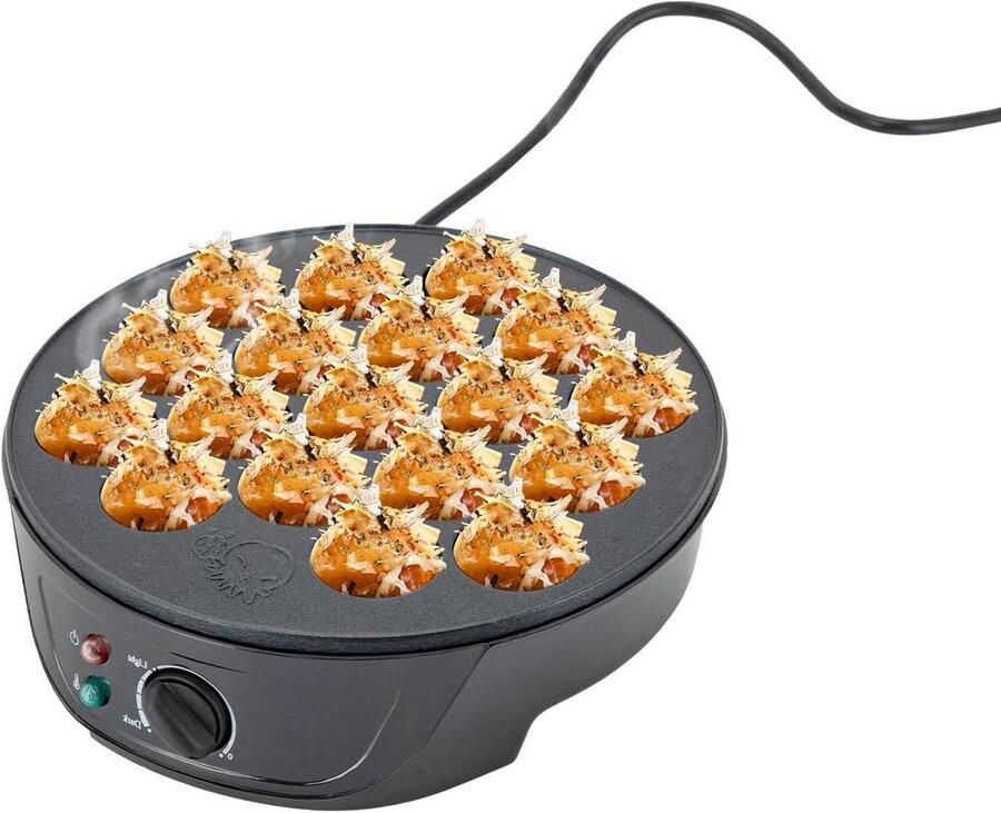 Elektrische Takoyaki Maker Octopus Grill Pan Snacks Maken Voedselveilige Coating 18 Gaten Zwart