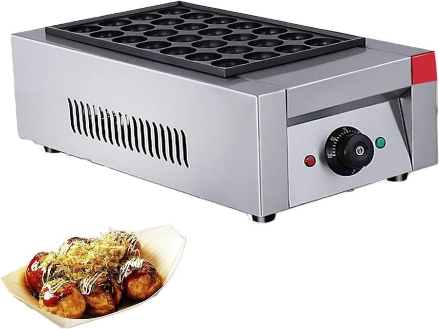 Elektrische Takoyaki Maker Visballetjes Grill Snacks Maken Instelbare Temperatuur 28 56 Gaten Zilver