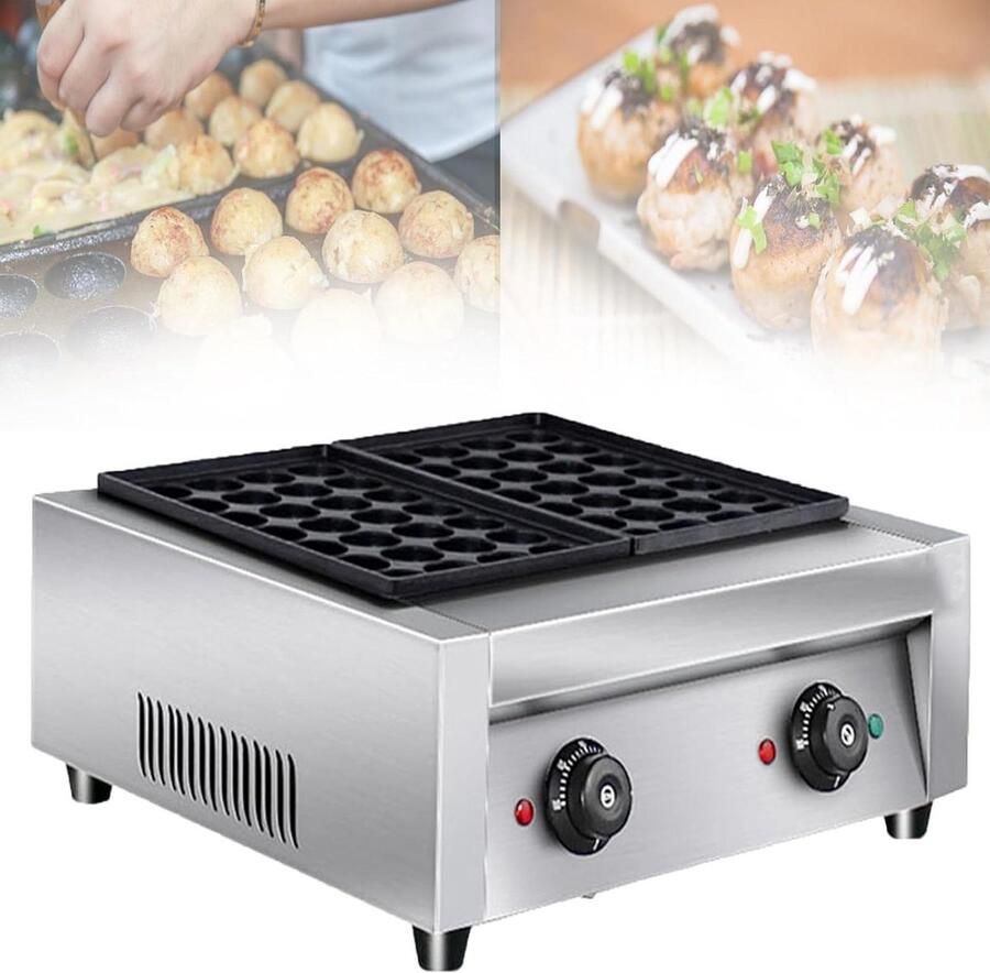 Elektrische Takoyaki Pan Octopusbal Maker Snacks Bereiden 56 Gaten Dubbele Plaat