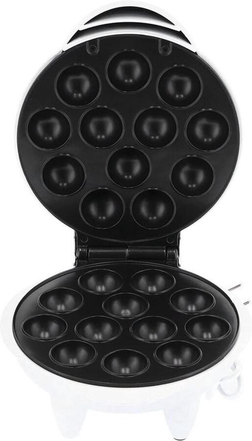 Elektrische takoyakimaker 1200W roestvrijstaal Voor octopusballen cake pops en bubbelpannenkoeken Met deksel wit