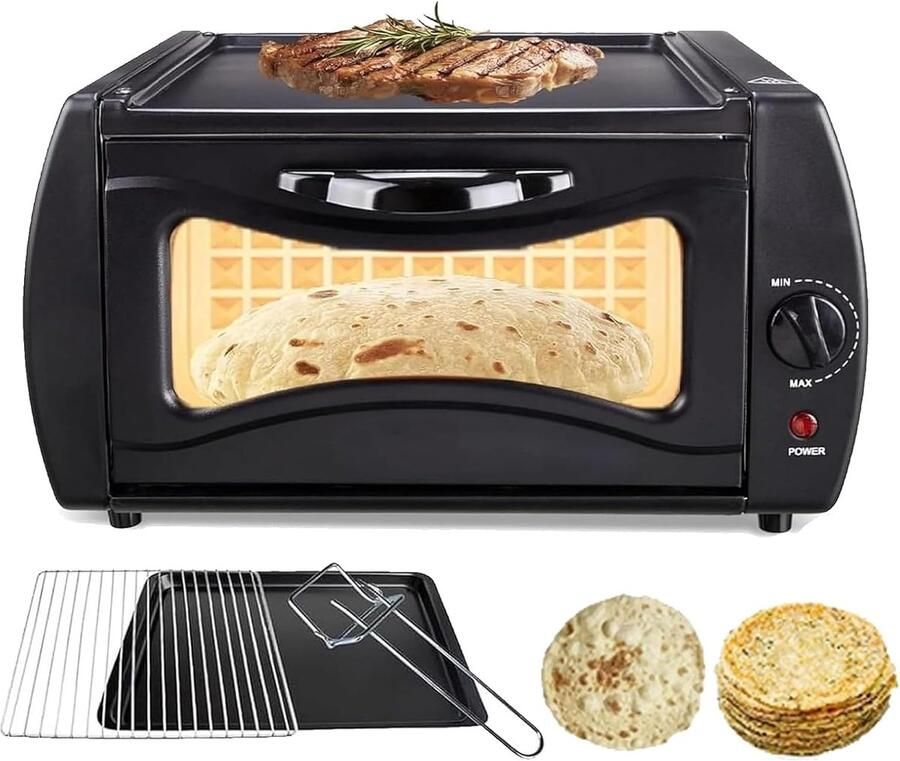 Elektrische Tandoor Oven Mini Aanrecht Oven Brood Bakken Gelijkmatige Verwarming 15L Capaciteit Zwart