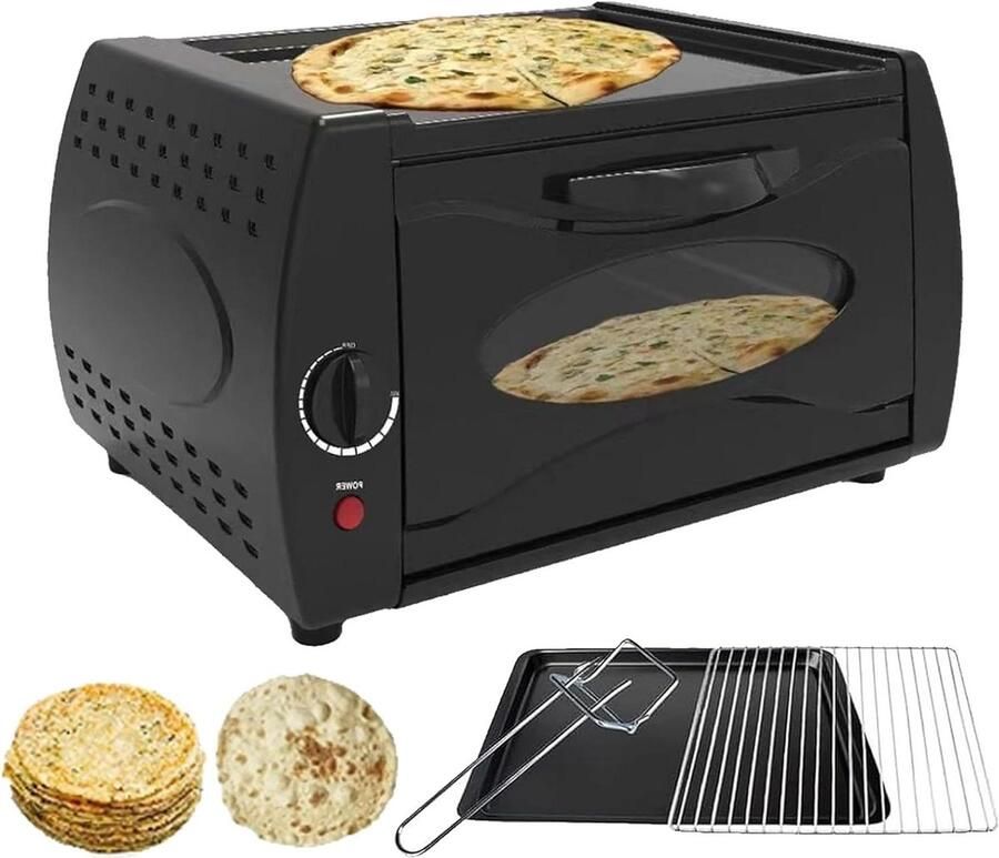 Elektrische Tandoor Oven Mini Aanrechtoven Authentiek Bakken Dubbele Kookfunctie 15L Capaciteit Zwart