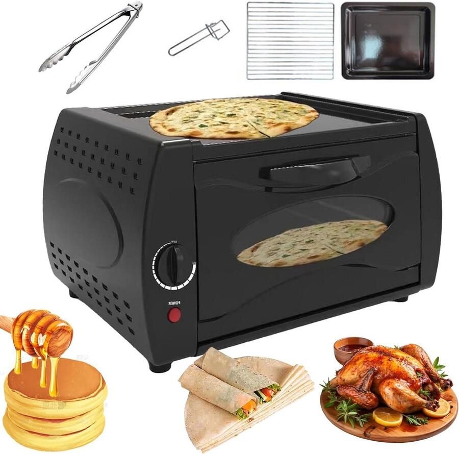 Elektrische Tandoor Oven Mini Oven Brood Bakken Dubbele Capaciteit 15 Liter Zwart