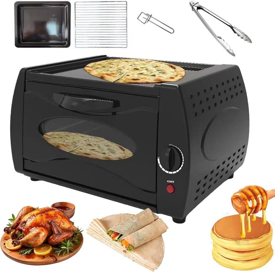 Elektrische Tandoor Oven Mini Oven Pizza Bakken Dubbele Capaciteit 15L Zwart