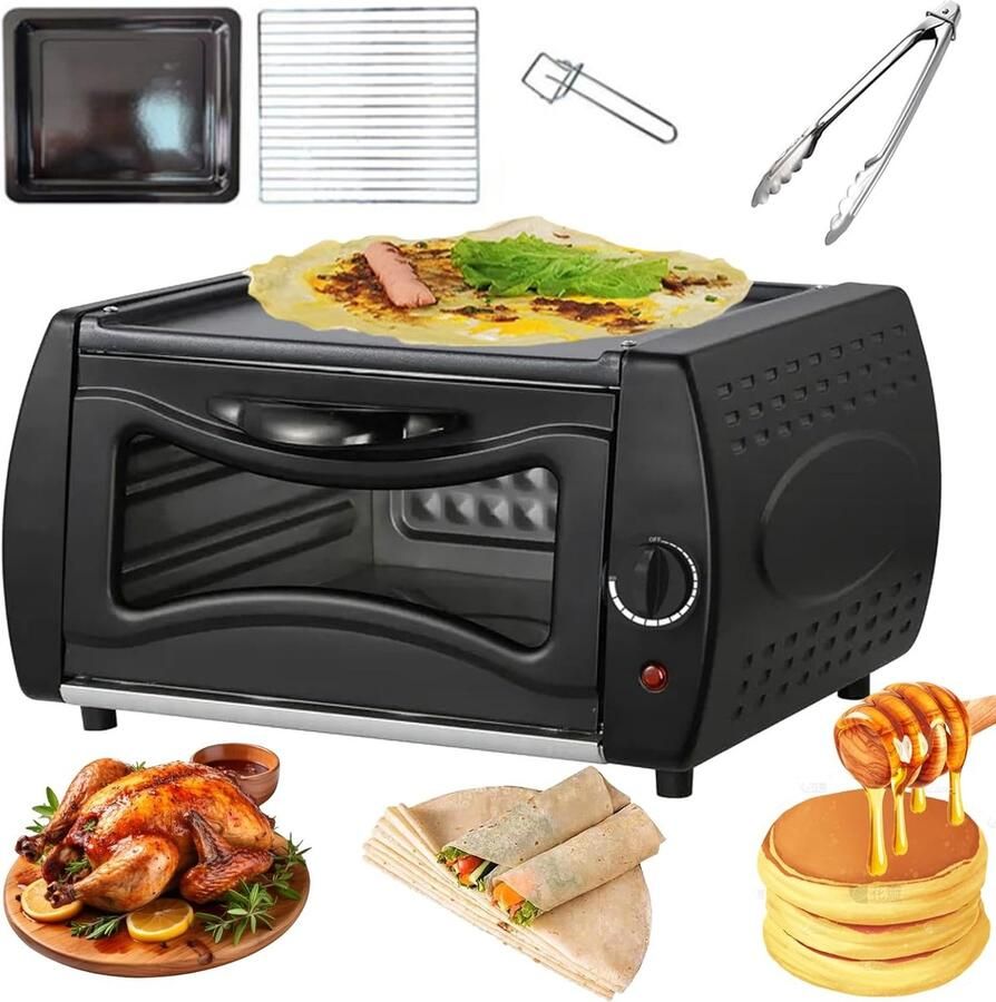Elektrische Tandoor Oven Mini Oven Pizza Brood en Pizza Bakken Dubbele Capaciteit 15L Zwart