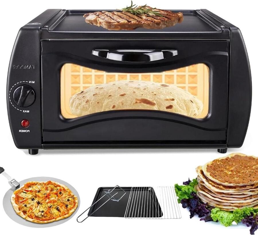 Elektrische Tandoor Oven Pizza Maker Brood Bakken Verstelbare Temperatuurregeling 15L Inhoud Zilver