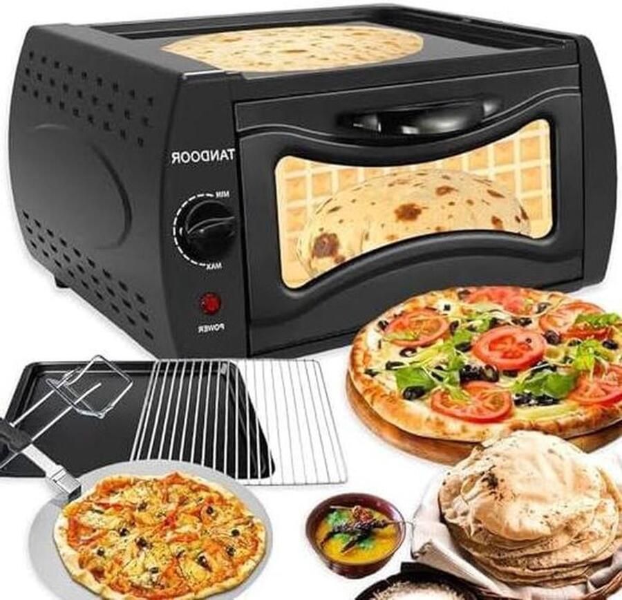 Elektrische Tandoor Oven Pizza Maker Thuis Koken Dubbele Capaciteit 15L Zwart