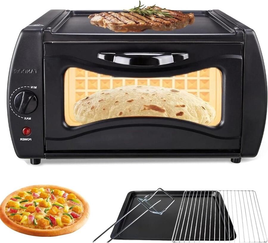 Elektrische Tandooroven Pizzamaker Thuis Bakken Instelbare Temperatuur 2100 Watt Zwart