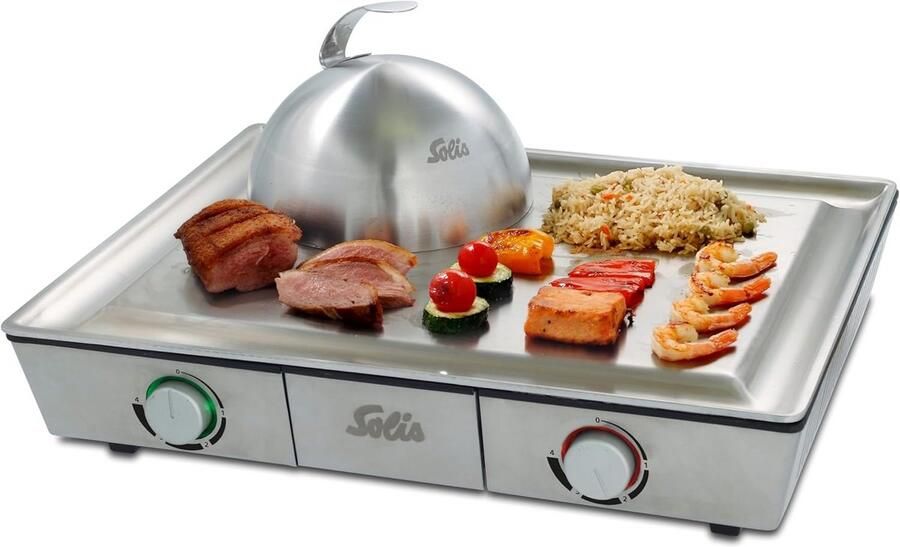 Elektrische Teppanyaki Tafelgrill Plancha voor 8 Personen met Bellen en Twee Warmtezones