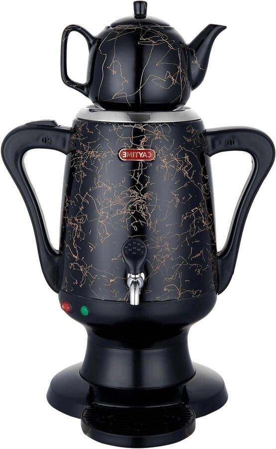 Elektrische Theekoker Samowar Waterkoker Traditioneel Thee Zetten Roestvrijstalen Tank 3 Liter Zwart