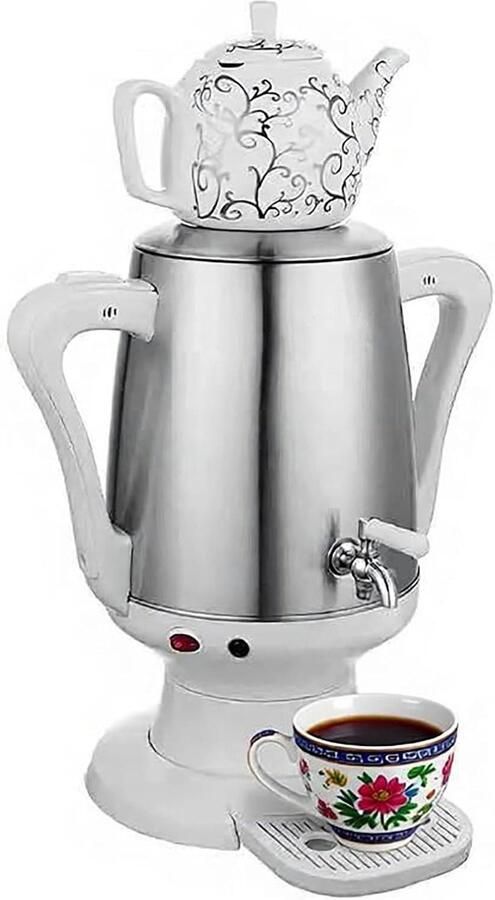Elektrische Theemachine Theepot Waterkoker Thee Zetten Automatische Verwarming 4L + 1L Wit