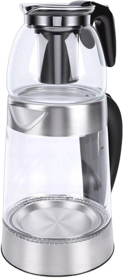 Elektrische Theemaker Dubbele Waterkoker Traditionele Thee Zetten Twee-in-een Set 2.2 Liter Roestvrij Staal