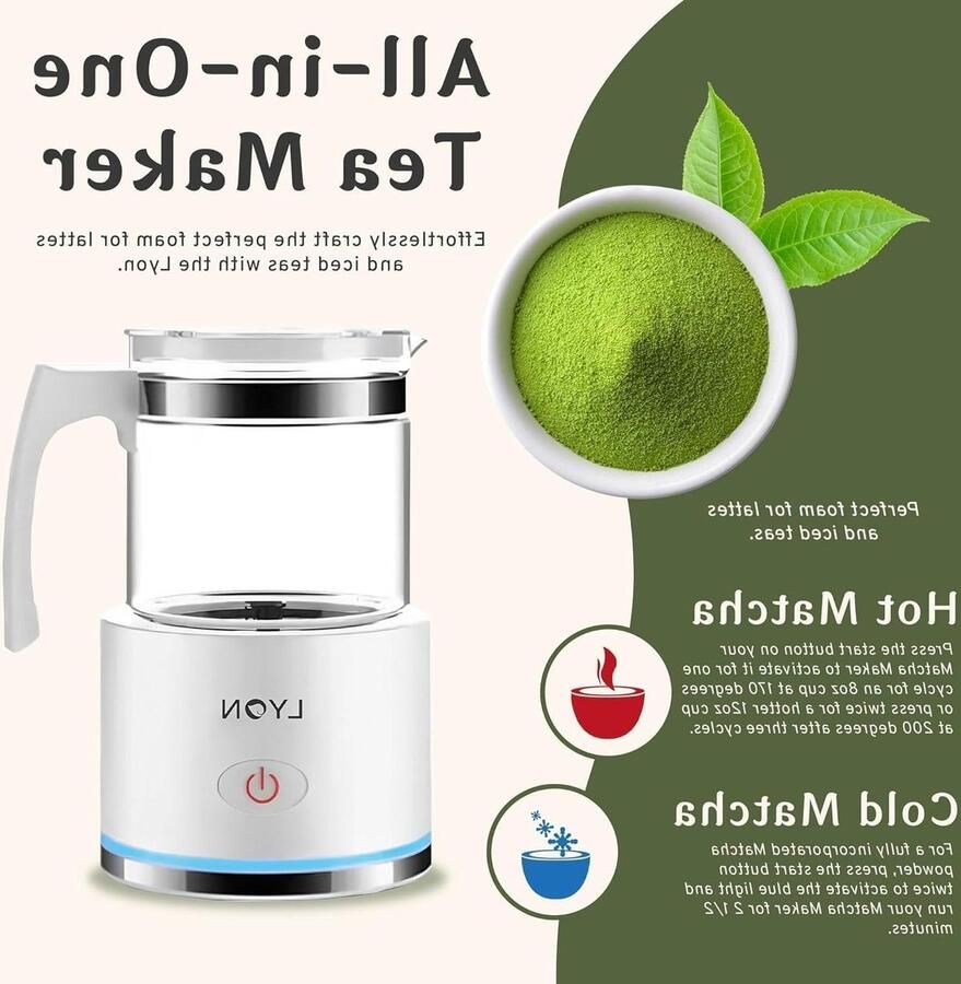 Elektrische Theemaker Matcha Machine Thee Zetten Warm Koud Brouwen Glazen Pot Transparant