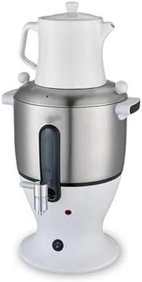 Elektrische theemaker Theeapparaat waterkoker Thee zetten Dubbele pot ontwerp 6 liter capaciteit Zilverkleurig