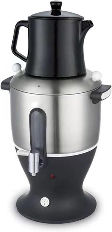 Elektrische Theemaker Theeapparaat Waterkoker Traditioneel Brouwen Warmhoudfunctie Roestvrij 6 Liter Inhoud Zilver