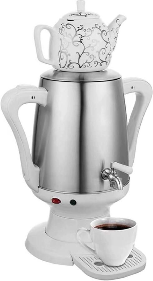 Elektrische Theemaker Waterkoker Theepot Authentiek Thee Zetten Automatische Uitschakeling 4 Liter Inhoud Wit