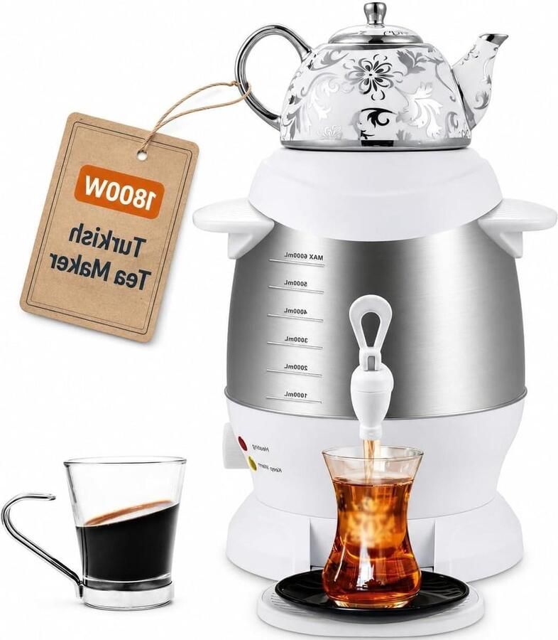 Elektrische Theemaker Waterkoker Theepot Thee Zetten Dubbele Pot 5 Liter Wit