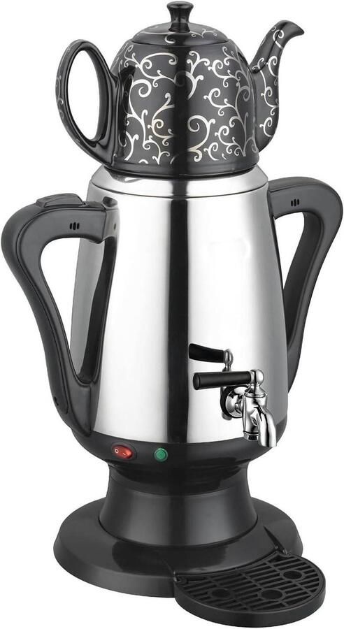Elektrische Theemaker Waterkoker Theepot Warme Drank Bereiden Dubbelwandig RVS Keramische Beker Zwart