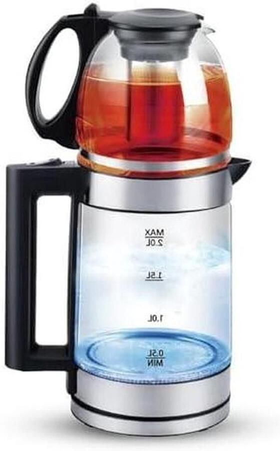 Elektrische Theepot Waterkoker Warme Dranken Maken Constante Temperatuur 2L + 0.8L Transparant Glas