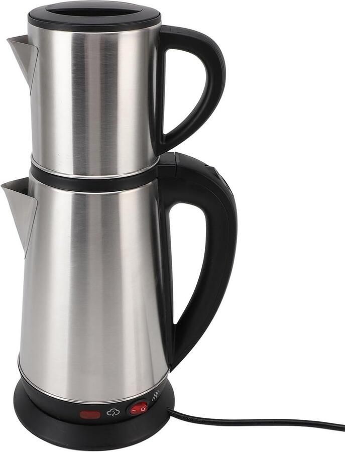Elektrische theezetapparaat roestvrijstalen waterkoker Theemachine met theezeef 2 L Waterkoker 1 L Theepot van staal voor het bereiden van zwarte thee ( )