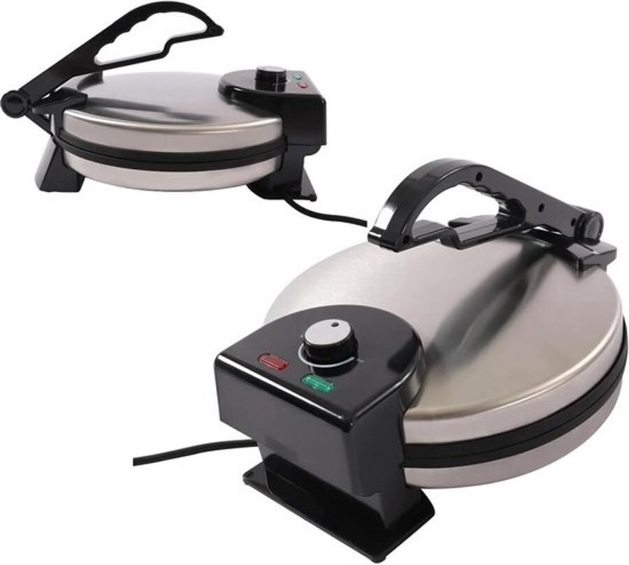 Elektrische Tortilla Maker Pannenkoekenmachine Thuis Eten Maken Dubbelzijdige Verwarming 32 cm Zilver Zwart