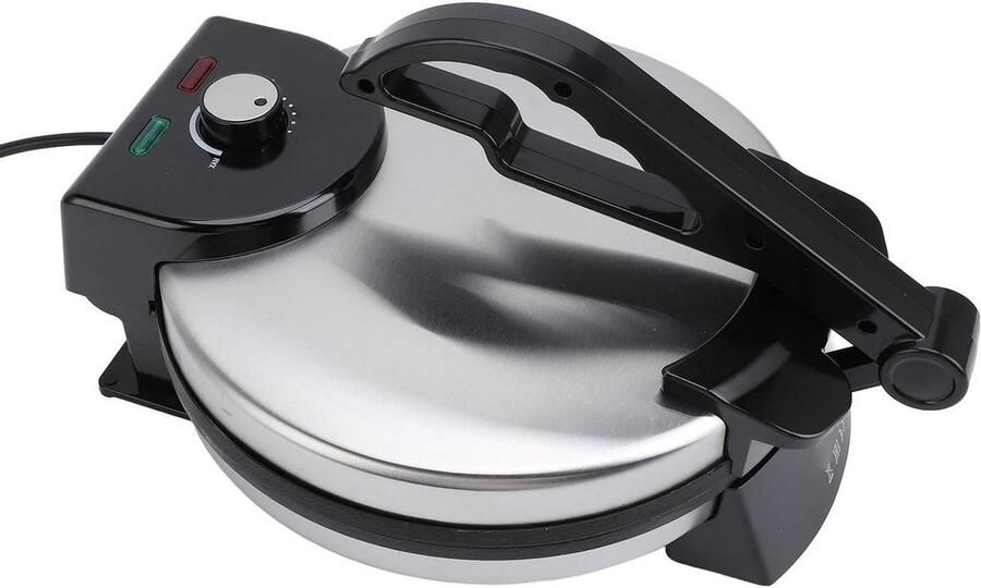 Elektrische Tortilla Maker Roti Machine Chapati Ontbijt Bereiden 1800W Hoog Rendement 25.5x32x32cm Zilver
