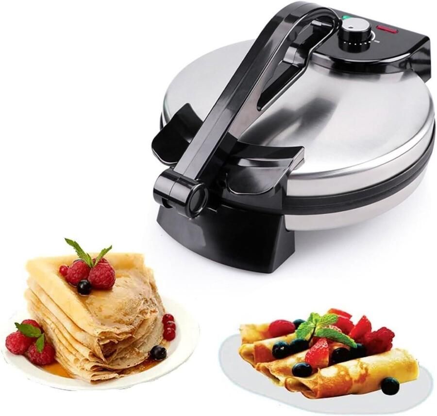 Elektrische Tortillamaker Roti Machine Flatbread Maker Zelfgemaakte Tortillas Maken Dubbelzijdige Verwarming 12 Inch Zwart