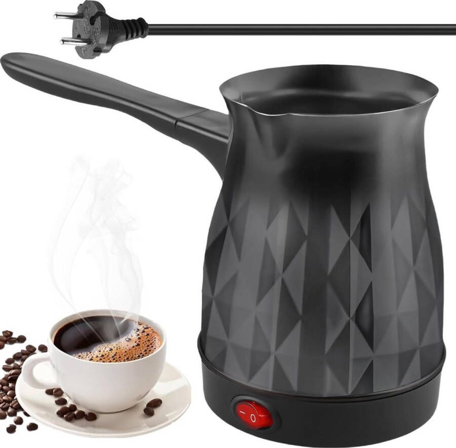 Elektrische Turkse koffiekan 500 ml 600 W Turks koffiezetapparaat mokka-machine voor thuis kantoor camping en reizen zwart