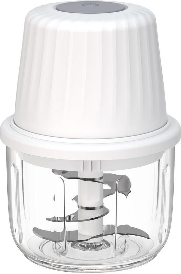 Elektrische uiensnijder uienhakmolen groentehakmolen mixer multifunctionele hakmolen 400 ml werkcontainer met type C-oplaadkabel voor vlees uien knoflook noten (wit)