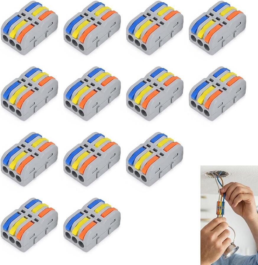 Elektrische verbindingsstukken 3 in 3 out compact push-wire veerklemmenblok snelle en veilige verbinding voor harde en zachte draden 0 08-4 mm² 400 V 32 A