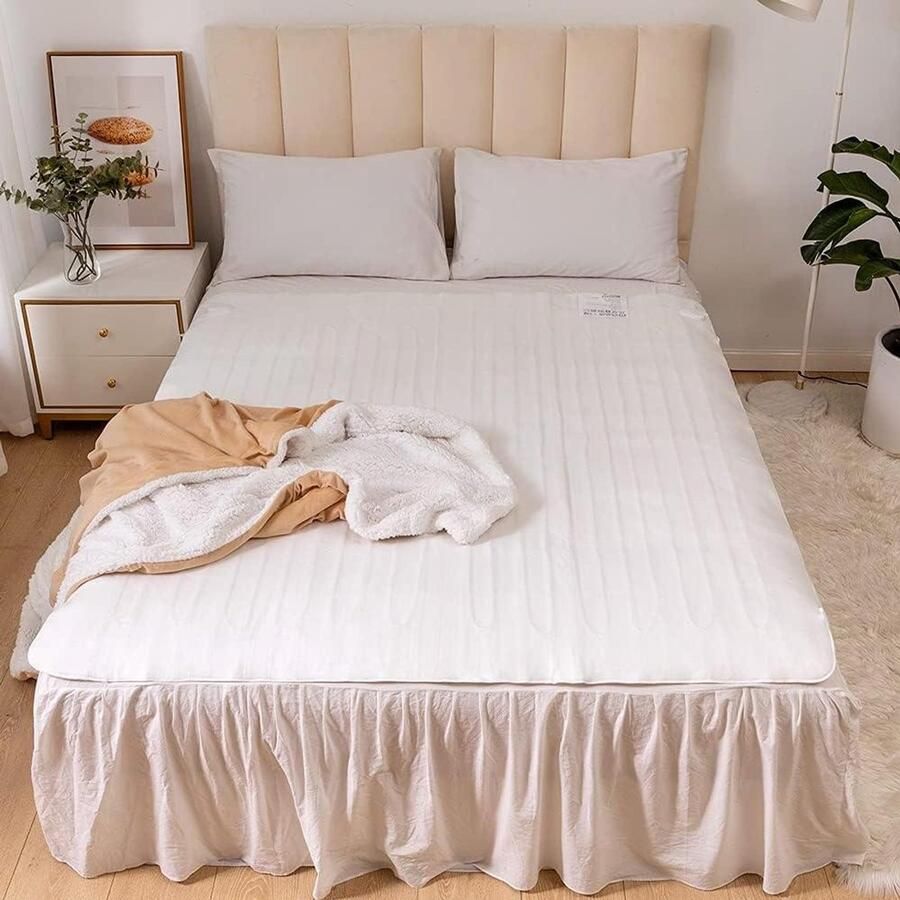 Elektrische Verwarmde Deken Warmtedeken Onderdeken Bed Opwarmen 3 Warmte-instellingen 160x150cm Grijs