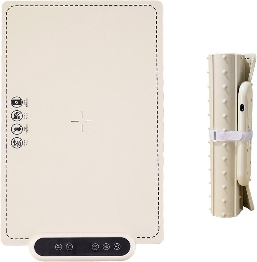 Elektrische Verwarmde Serverplaat 3 Zones Verwarmingsmat 38x60 cm Opvouwbaar en Regelbaar Siliconen voor Feesten EU Stekker