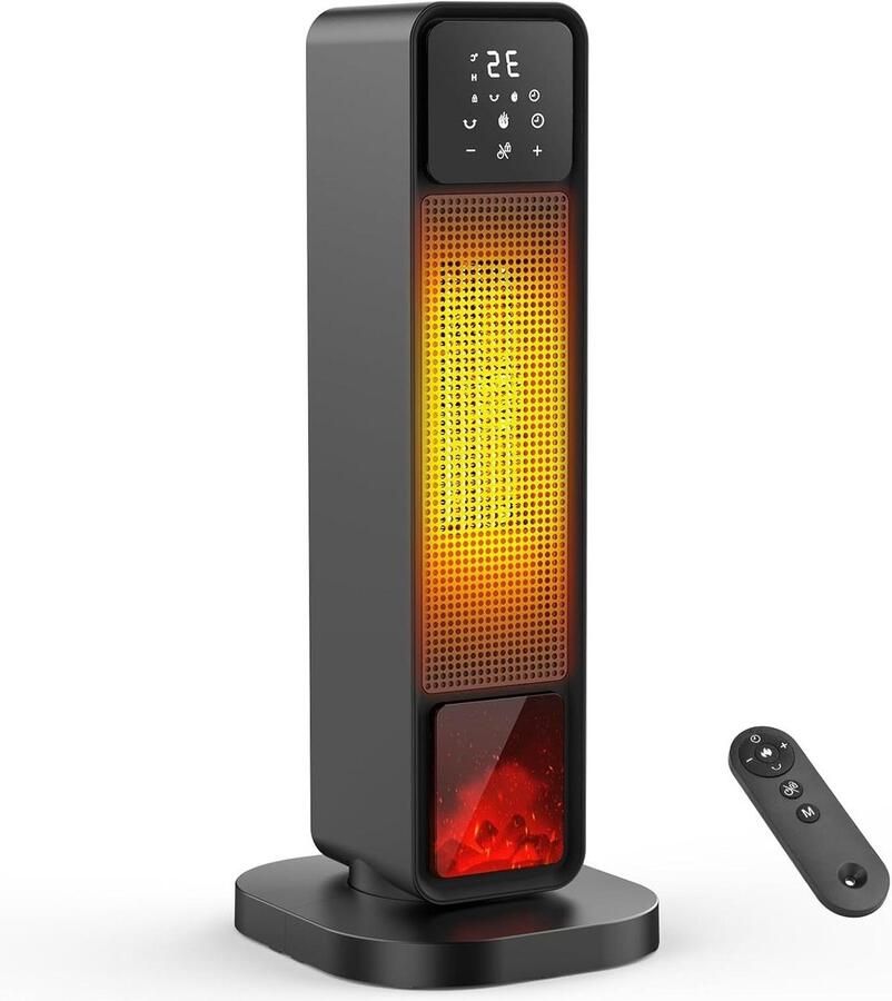 Elektrische Verwarming Keramische Kachel Ruimte Opwarmen 3D Vlam Effect 2200 Watt Zwart - Foto 2