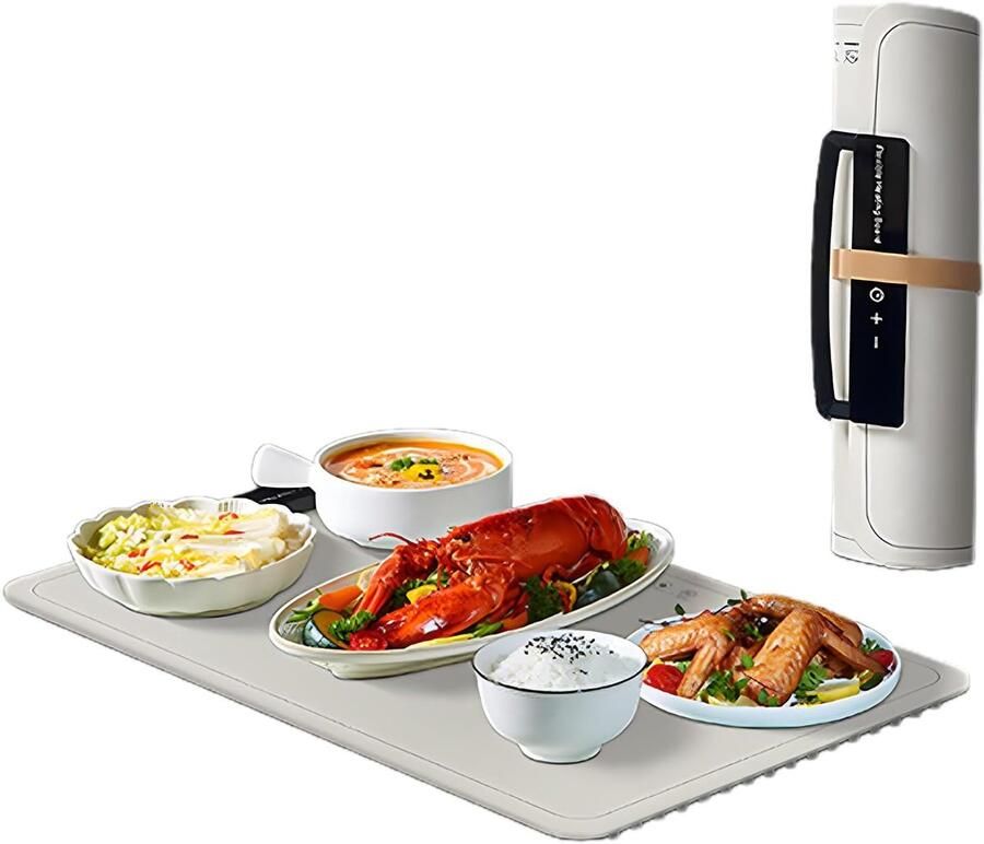 Elektrische Verwarmingsplaat Opvouwbare Warmhoudplaat Eten Warm Houden Snelle Verwarming 10 Sec 60x38 Cm Zwart