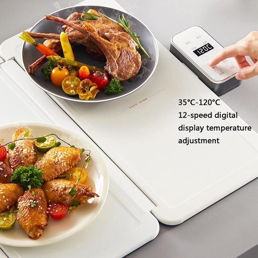 Elektrische Verwarmingsplaat Warmhoudplaat Buffet Warm Houden Instelbare Temperatuur Modulair Ontwerp Wit