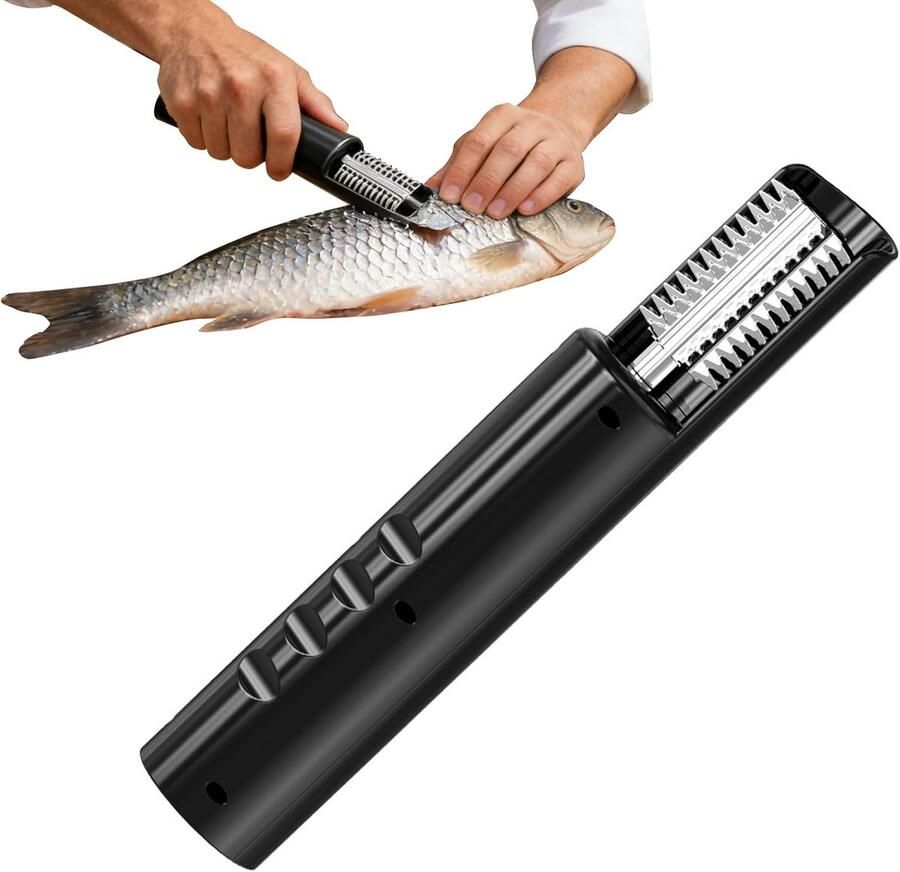 Elektrische Visontschubber Keukenhulp Roestvrijstaal Vis Schillen Draadloos en Ergonomisch 24x5cm