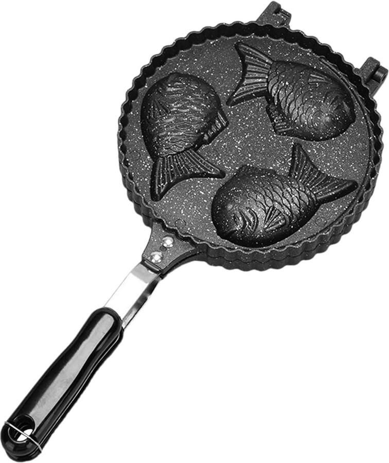 Elektrische Viswafelijzer Wafelijzer Cakevorm Desserts Maken 3 Holtes 41 cm Zwart