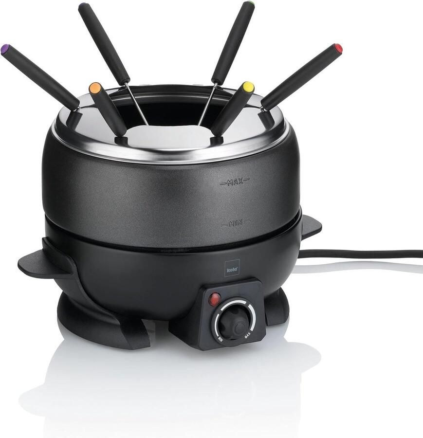 Elektrische Vleesfondue Gezellige Fondueset Gezellig Tafelen Traploze Temperatuurregeling 1.7 Liter Zwart