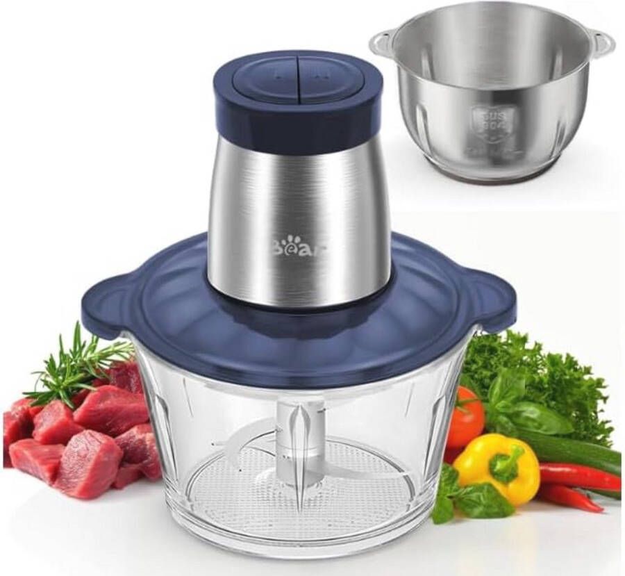 Elektrische Vleesmolen 2L + 1 8L 600W met 2 Snelheden en Roestvrijstalen Messen Hakselaar voor Vlees Babyvoeding Fruit en Groenten