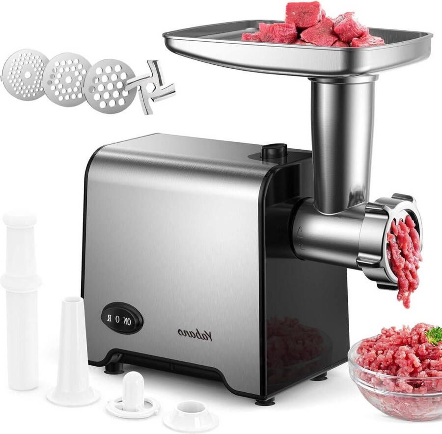 Elektrische vleesmolen 3 roestvrijstalen gatschijven 350 W Worstopzetstuk Gehaktmolen
