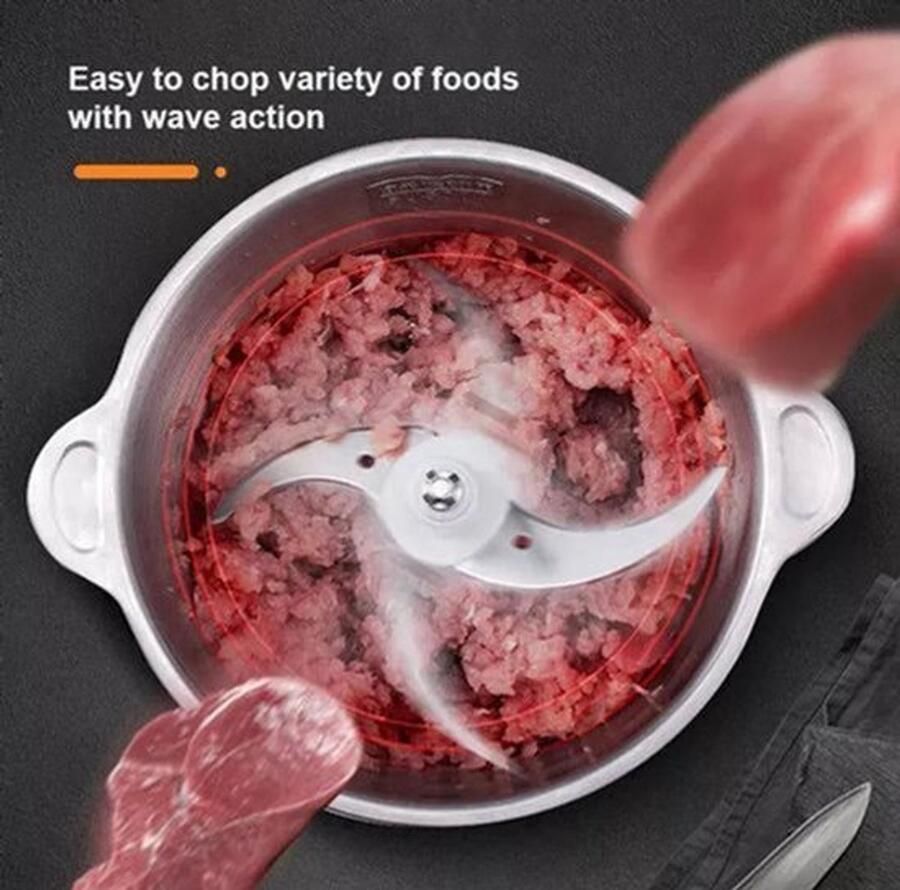 Elektrische Vleesmolen 500W Foodprocessor Hakmolen 2L RVS Keukenmachine 2 Snelheden voor Vlees Noten en Groenten Eenvoudig Schoon te Maken Standaard Extra Mes