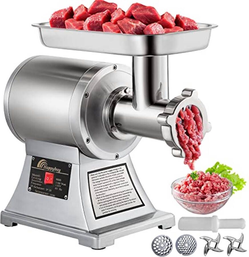 Elektrische Vleesmolen 850W Professionele Vleesmolen van Roestvrij Staal voor Restaurants en Slagerijen