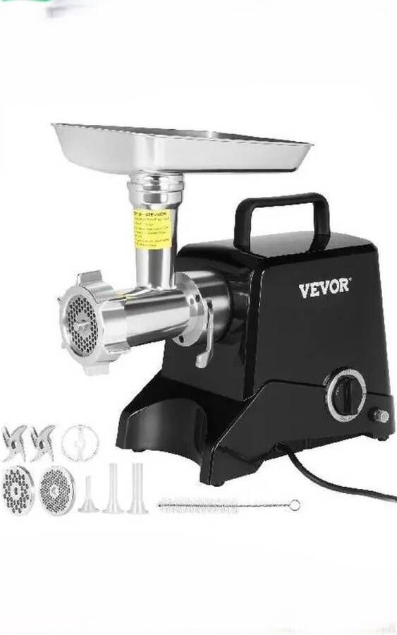 Elektrische Vleesmolen Gehaktmolen 250kg Uur RVS Maalmessen 2 Maalschijven Extra Onderdelen 1100 Watt Zwart
