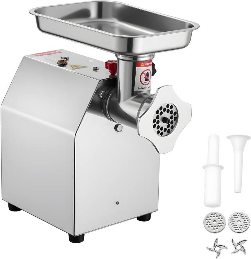 Elektrische vleesmolen met een capaciteit van 2 49 kg min 850 W tafelmodel van roestvrij staal inclusief mes en maalplaat ideaal voor het maken van worst en voor professioneel gebruik in keukens en restaurants