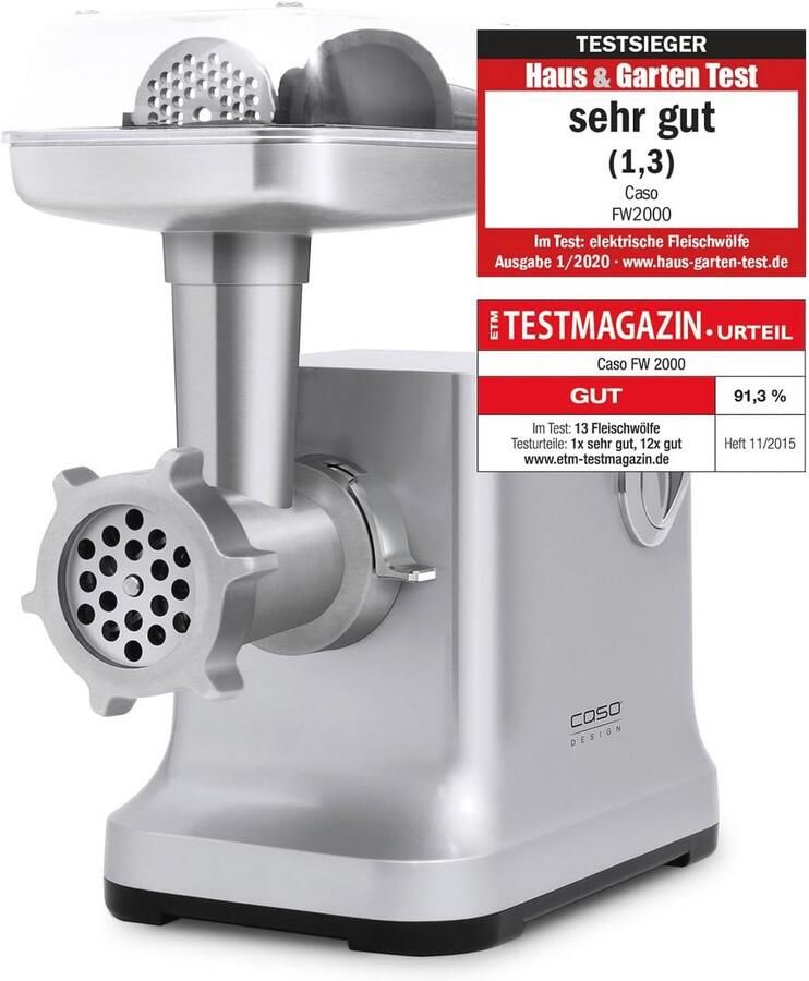 Elektrische Vleesmolen met Roestvrijstalen Messen en Accessoires 800W 2000W Vergrendeld 2 kg min Duurzaam en Eenvoudig te Reinigen