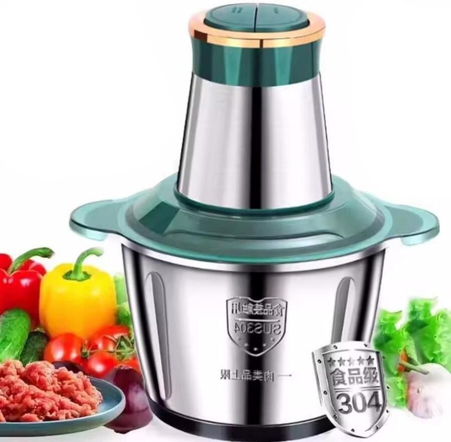 Elektrische Vleesmolen Roestvrijstalen Mes 2 Snelheden Mini-Hakselaar 250W