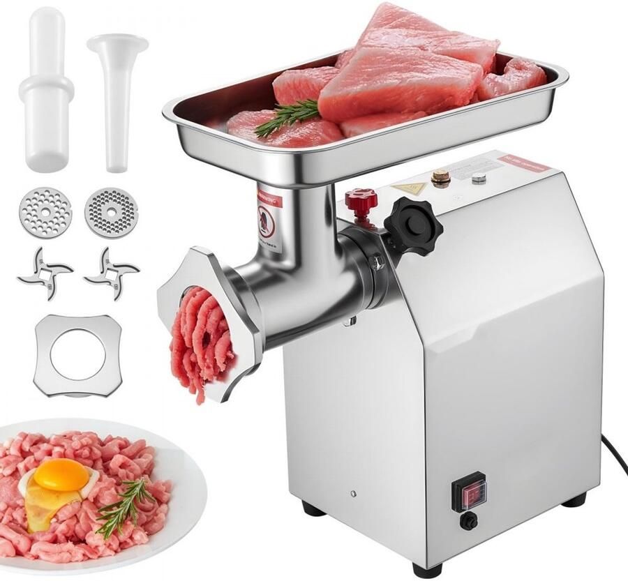 Elektrische vleesmolen Tafelmodel gehaktmolen Krachtige 1100 W motor Capaciteit 4 17 kg min Roestvrij staal Inclusief mes en maalplaat Worstmaker Commercieel gebruik