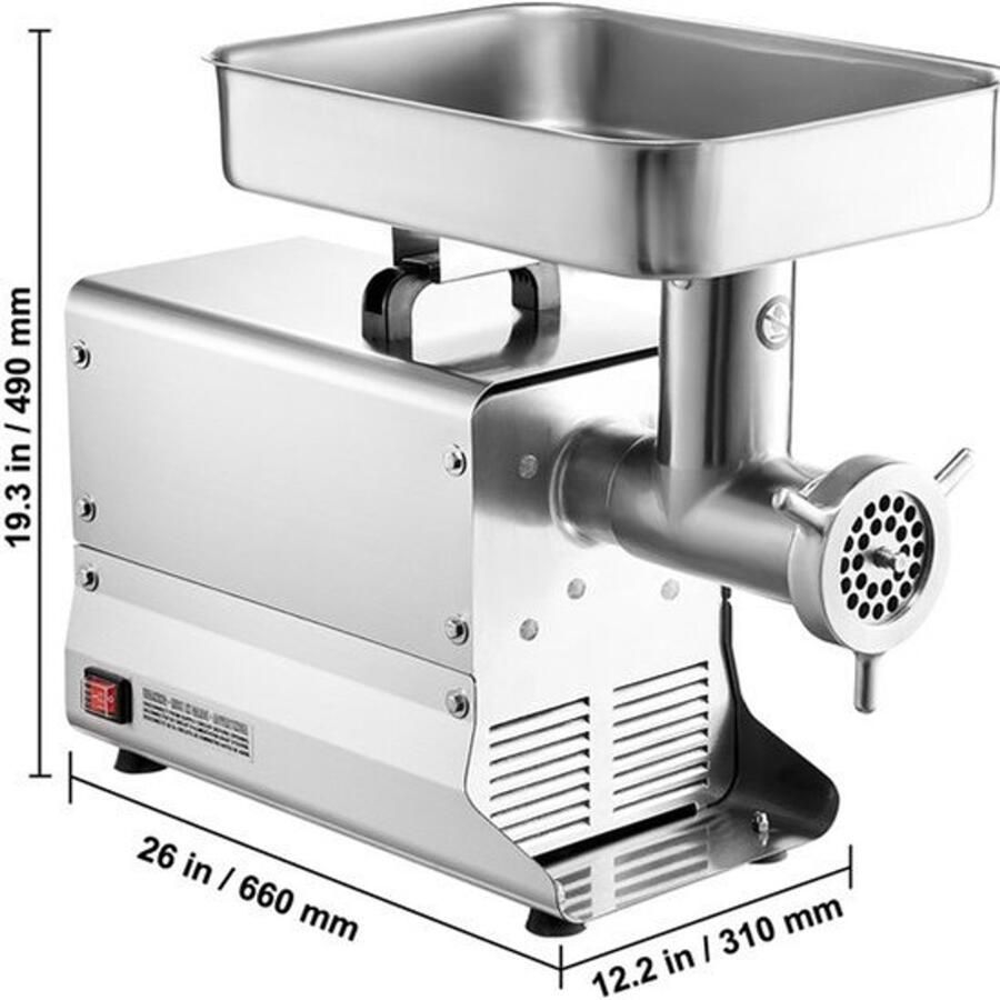 Elektrische Vleesmolen – Vleesmaler – Worstmaker – Vleesmolen Voor Thuis – 1100W Koperen Motor – Roestvrijstalen Messen - Foto 6