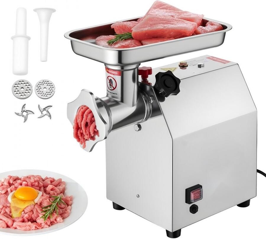 Elektrische vleesmolen (vleeswolf) Professioneel tafelmodel Capaciteit 2 49 kg min Vermogen 850 W RVS Met mes en maalschijf Worstvuller
