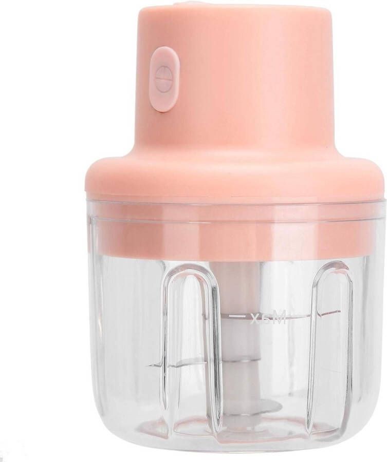 Elektrische Vleesmolen Voedsel Chopper Mini Keuken Shredder voor Ui Gember Knoflook Chili 45W Low Power Motor (250ml Roze)